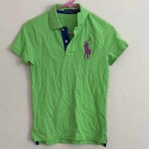 Ralph Lauren Lime Women’s Unisex Green Polo Shirt Embroidered Logo Small